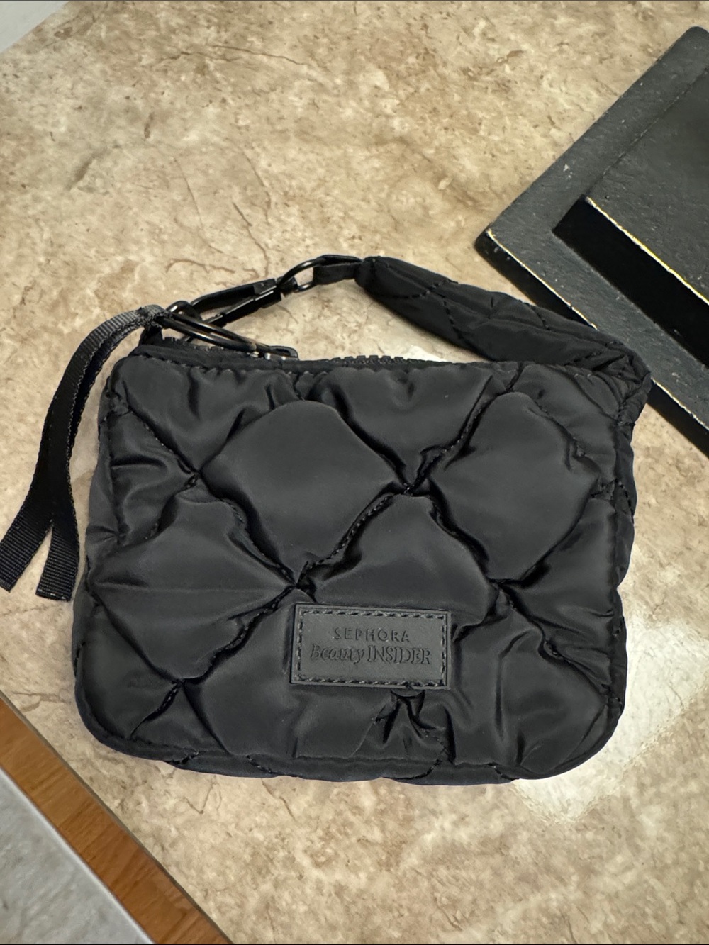 Sephora Quilted Black Wristlet Pouch